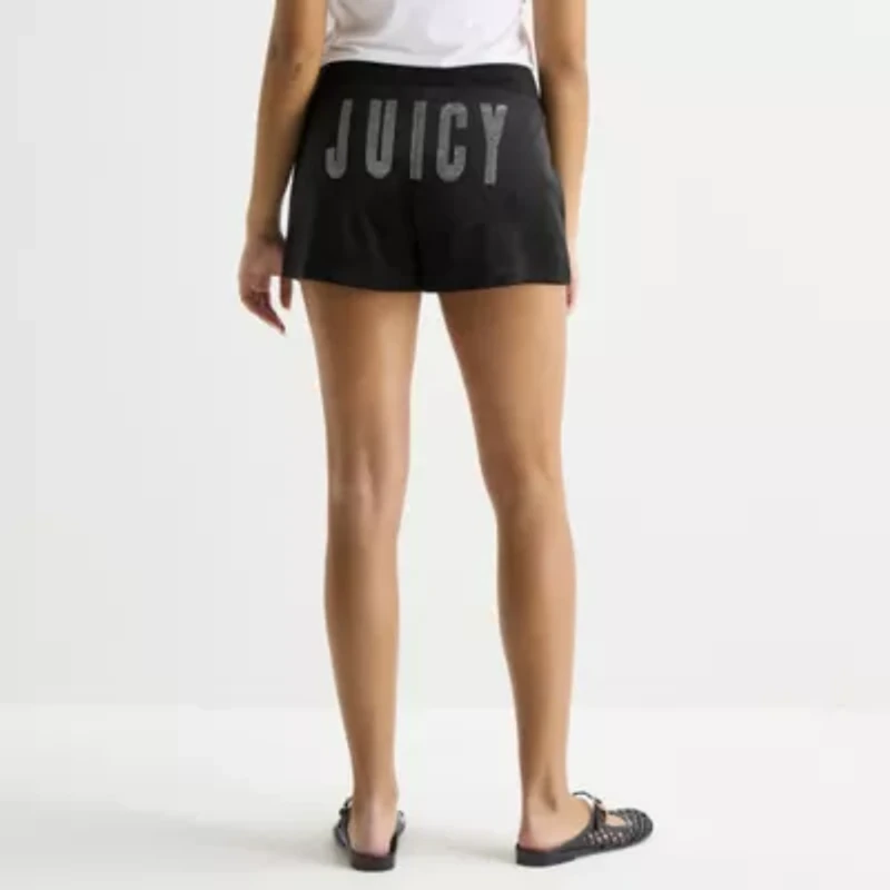 Juicy By Couture Womens Mid Rise Juniors Velour Pull-On Short