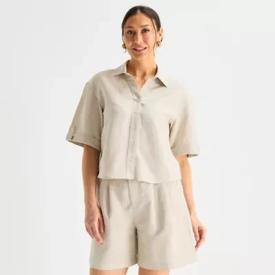 Liz Claiborne Womens Short Sleeve Blouse