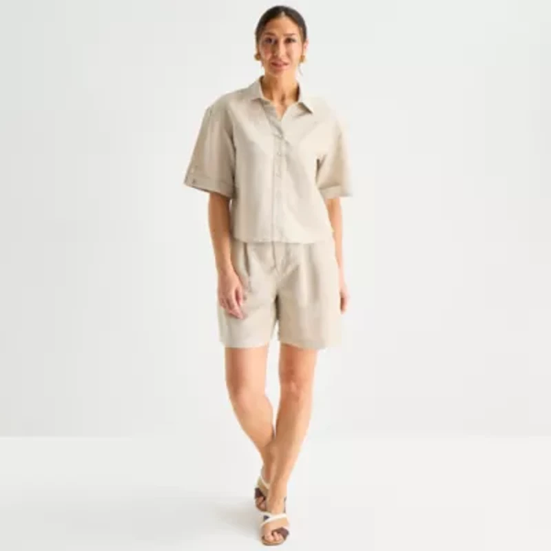 Liz Claiborne Womens Short Sleeve Blouse