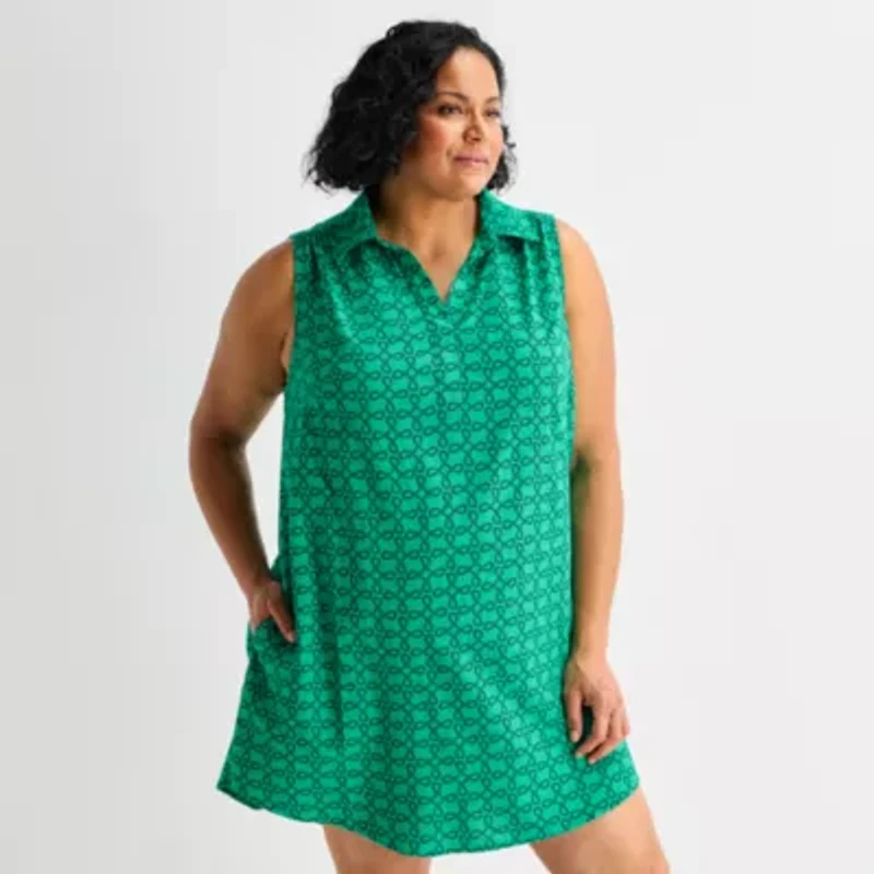 St. John's Bay Womens Plus Sleeveless Sheath Dress