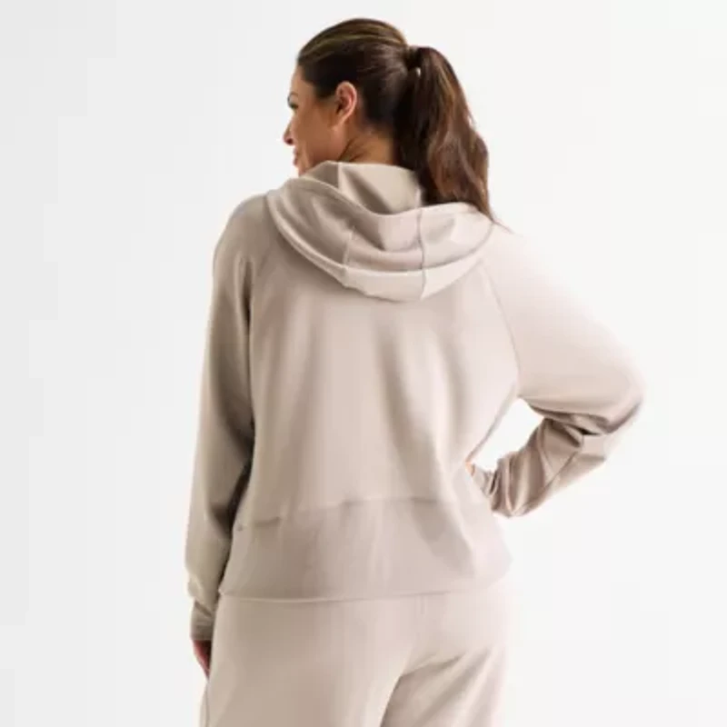 Xersion Womens Scuba Luxe Hooded Half Zip Pullover Plus