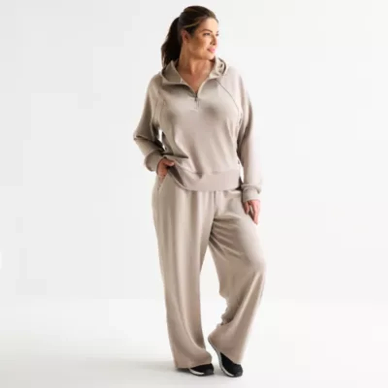 Xersion Womens Scuba Luxe Hooded Half Zip Pullover Plus