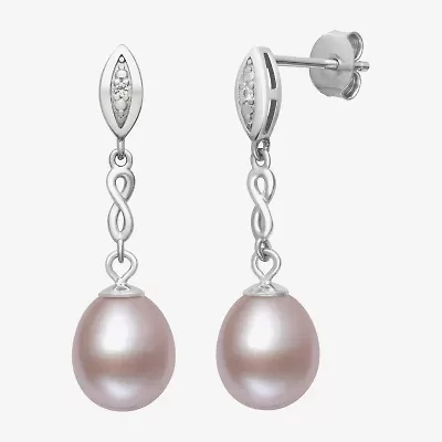 Limited Quantities! Womens Cultured Freshwater Pearl Sterling Silver Drop Earrings