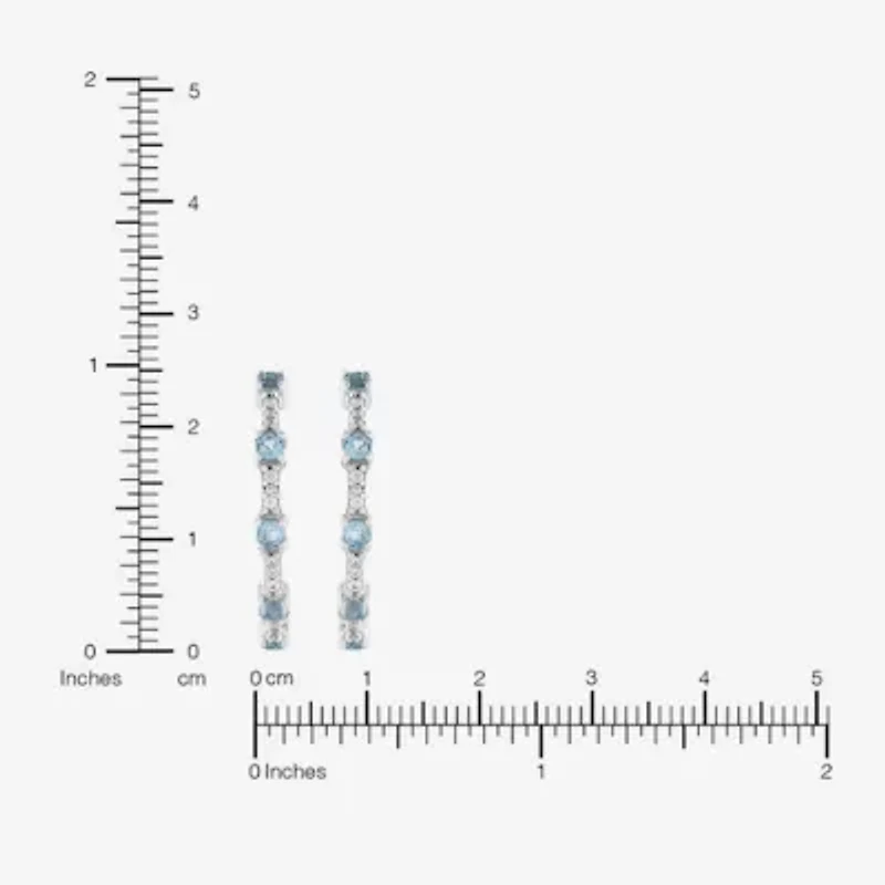 Limited Quantities! Womens Genuine Blue Topaz Sterling Silver 25.5mm Hoop Earrings