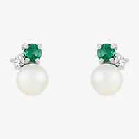 Limited Quantities! Genuine White Cultured Freshwater Pearl Sterling Silver 8.5mm Stud Earrings