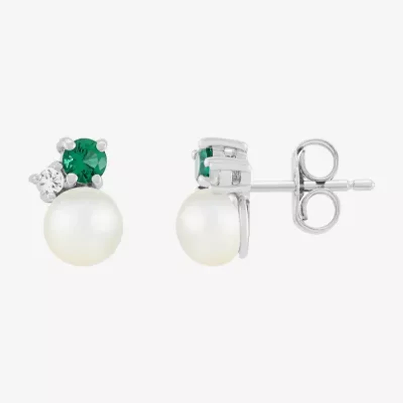 Limited Quantities! Genuine White Cultured Freshwater Pearl Sterling Silver 8.5mm Stud Earrings