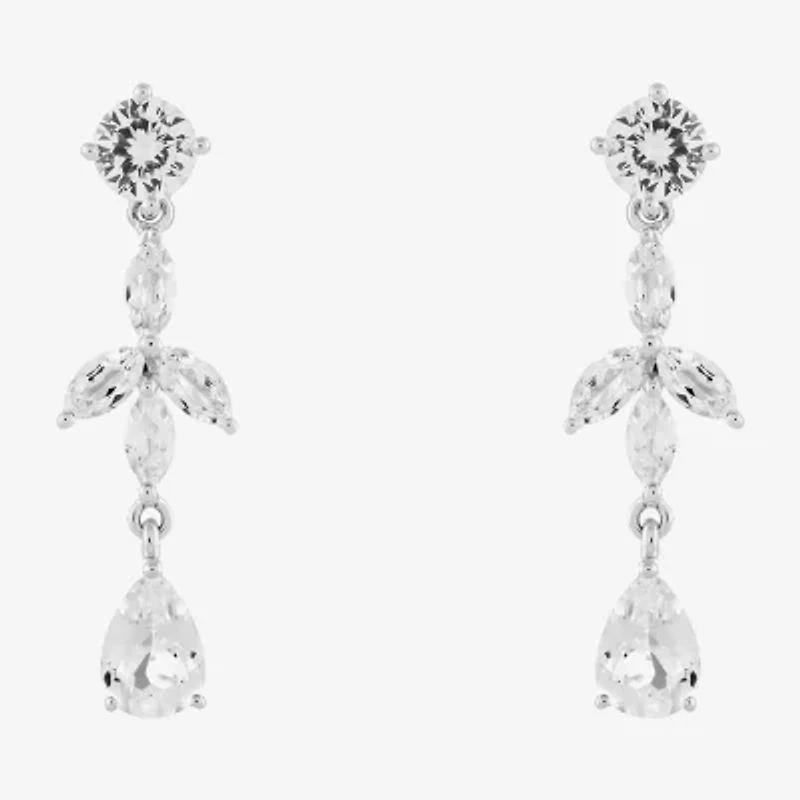 Limited Quantities! Womens Lab Created White Sapphire Sterling Silver Drop Earrings