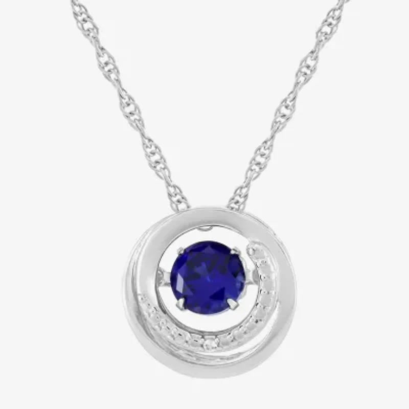 Limited Quantities! Womens Lab Created Blue Sapphire Sterling Silver Round 20 Inch Pendant Necklace