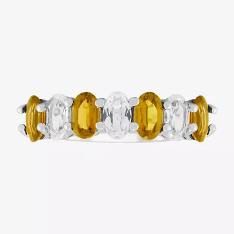 Limited Quantities! Womens 2MM Genuine Yellow Citrine Sterling Silver Band
