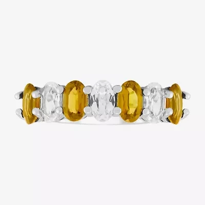 Limited Quantities! Womens 2MM Genuine Yellow Citrine Sterling Silver Band