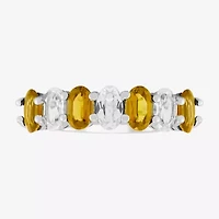 Limited Quantities! Womens 2MM Genuine Yellow Citrine Sterling Silver Band