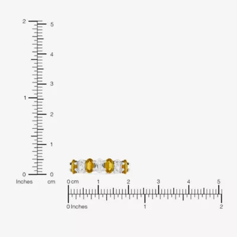 Limited Quantities! Womens 2MM Genuine Yellow Citrine Sterling Silver Band