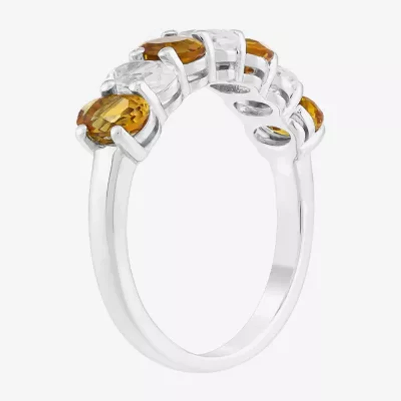 Limited Quantities! Womens 2MM Genuine Yellow Citrine Sterling Silver Band