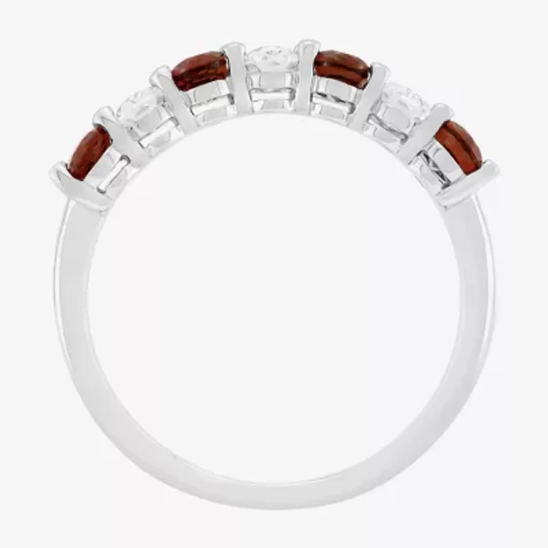 Limited Quantities! Womens 2MM Genuine Red Garnet Sterling Silver Band