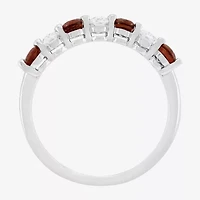Limited Quantities! Womens 2MM Genuine Red Garnet Sterling Silver Band