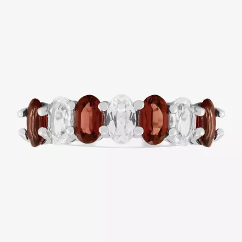 Limited Quantities! Womens 2MM Genuine Red Garnet Sterling Silver Band