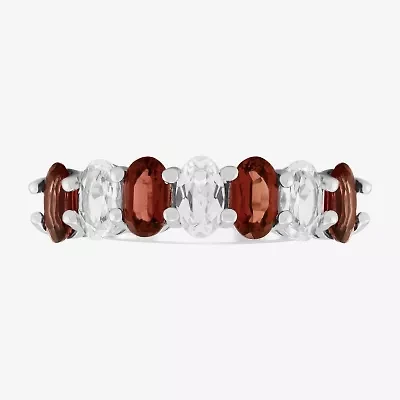 Limited Quantities! Womens 2MM Genuine Red Garnet Sterling Silver Band