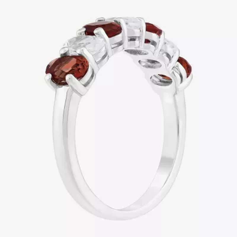 Limited Quantities! Womens 2MM Genuine Red Garnet Sterling Silver Band