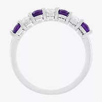 Limited Quantities! Womens 2MM Genuine Purple Amethyst Sterling Silver Band