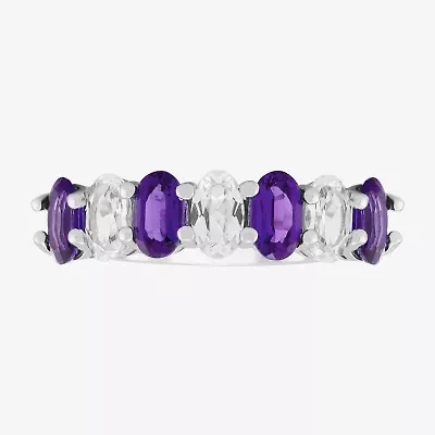 Limited Quantities! Womens 2MM Genuine Purple Amethyst Sterling Silver Band