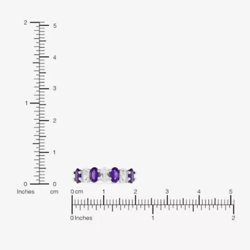 Limited Quantities! Womens 2MM Genuine Purple Amethyst Sterling Silver Band