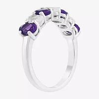 Limited Quantities! Womens 2MM Genuine Purple Amethyst Sterling Silver Band