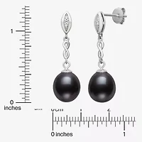 Limited Quantities! Womens Dyed Black Cultured Freshwater Pearl Sterling Silver Drop Earrings