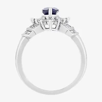 Limited Quantities! Womens Lab Created Blue Sapphire Sterling Silver Marquise Halo Cocktail Ring