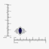 Limited Quantities! Womens Lab Created Blue Sapphire Sterling Silver Marquise Halo Cocktail Ring