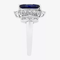Limited Quantities! Womens Lab Created Blue Sapphire Sterling Silver Marquise Halo Cocktail Ring