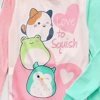 Little & Big Kid Girls Squishmallows Fleece Crew Neck Long Sleeve 4-pc. Pajama Sets