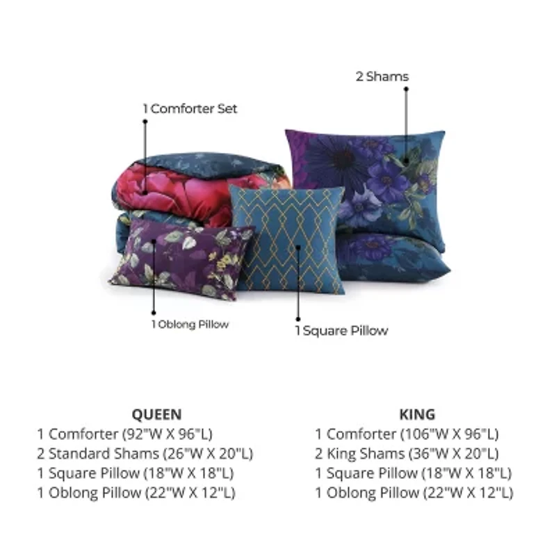 Bebejan Vibrant Flora 5-pc. Midweight Reversible Comforter Set