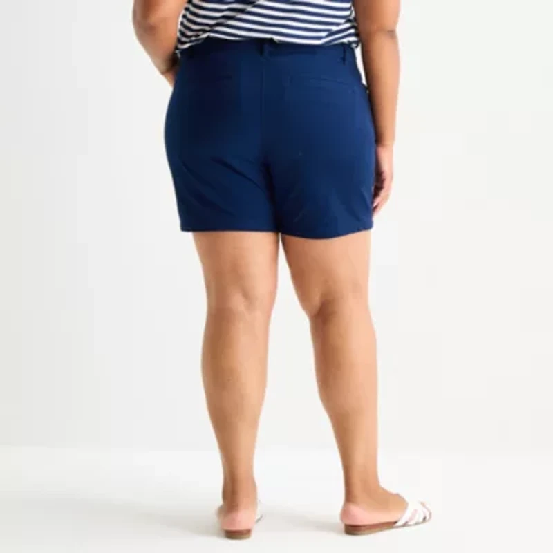 St. John's Bay Womens 6" Mid Rise Plus Chino Short