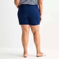 St. John's Bay Womens 6" Mid Rise Plus Chino Short