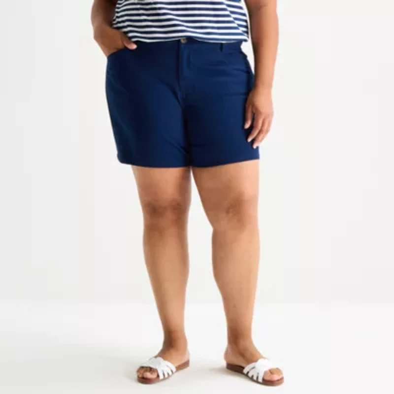 St. John's Bay Womens 6" Mid Rise Plus Chino Short