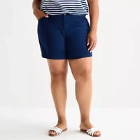 St. John's Bay Womens 6" Mid Rise Plus Chino Short