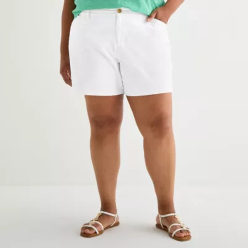 St. John's Bay Womens 6" Mid Rise Plus Chino Short
