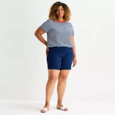 St. John's Bay Womens 6" Mid Rise Plus Chino Short