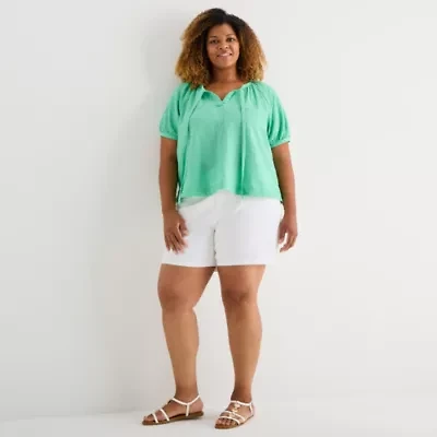 St. John's Bay Womens 6" Mid Rise Plus Chino Short
