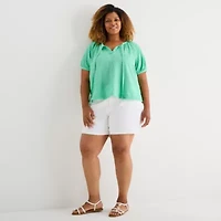 St. John's Bay Womens 6" Mid Rise Plus Chino Short