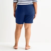 St. John's Bay Womens 8" Mid Rise Plus Chino Short