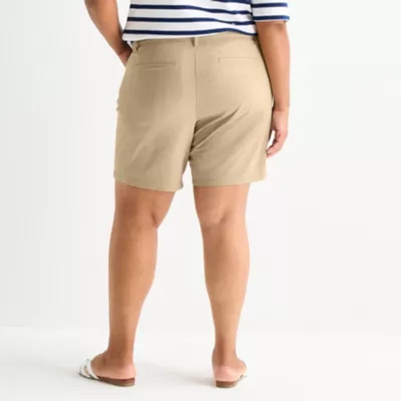 St. John's Bay Womens 8" Mid Rise Plus Chino Short