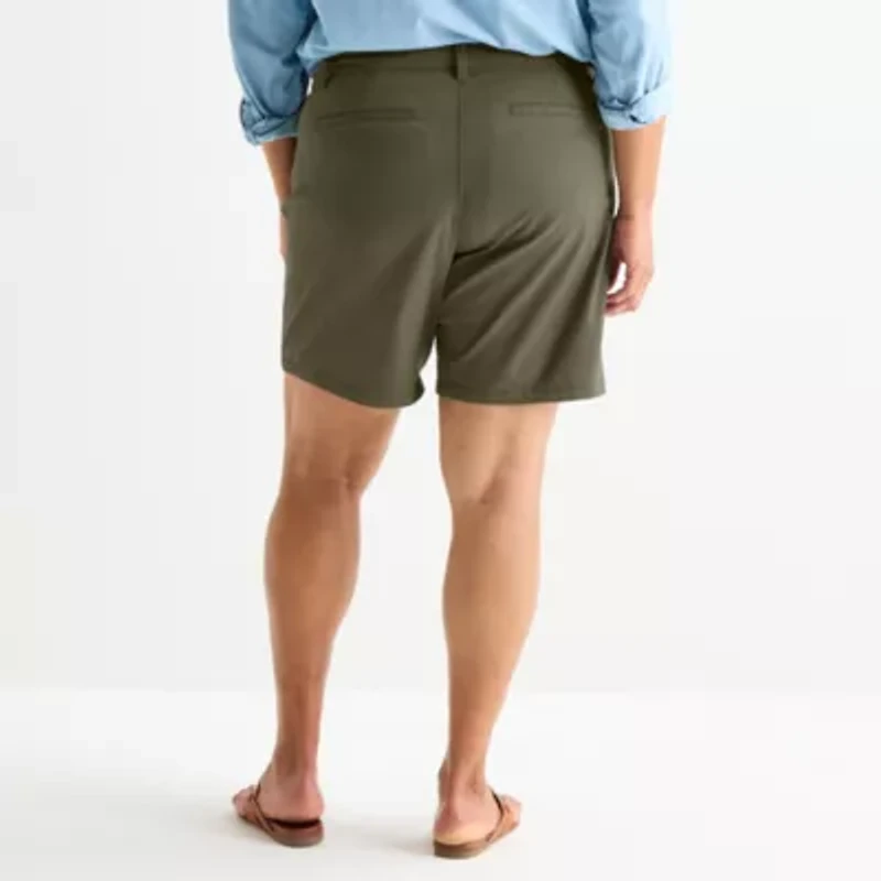 St. John's Bay Womens 8" Mid Rise Plus Chino Short