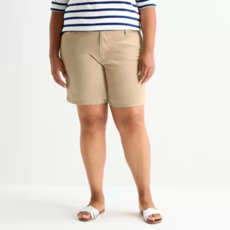St. John's Bay Womens 8" Mid Rise Plus Chino Short