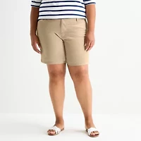 St. John's Bay Womens 8" Mid Rise Plus Chino Short