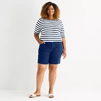 St. John's Bay Womens 8" Mid Rise Plus Chino Short