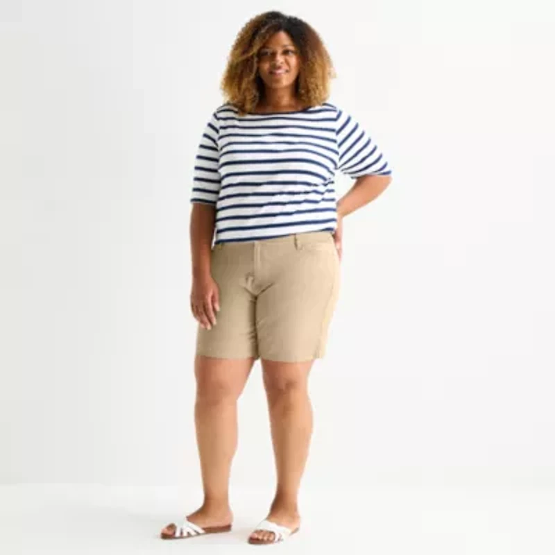 St. John's Bay Womens 8" Mid Rise Plus Chino Short