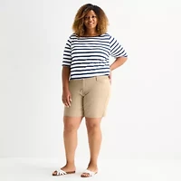 St. John's Bay Womens 8" Mid Rise Plus Chino Short