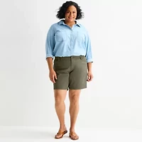 St. John's Bay Womens 8" Mid Rise Plus Chino Short