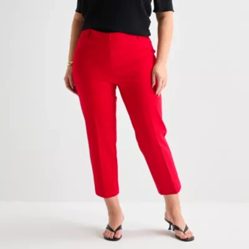 Liz Claiborne Emma Womens Plus Straight Mid Rise Ankle Pant